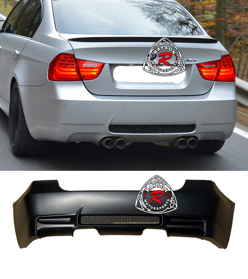 M3 Style Rear Bumper For 2006-2011 BMW 3 Series E90 4 Dr [Dual Exhaust,  Quad Tips]