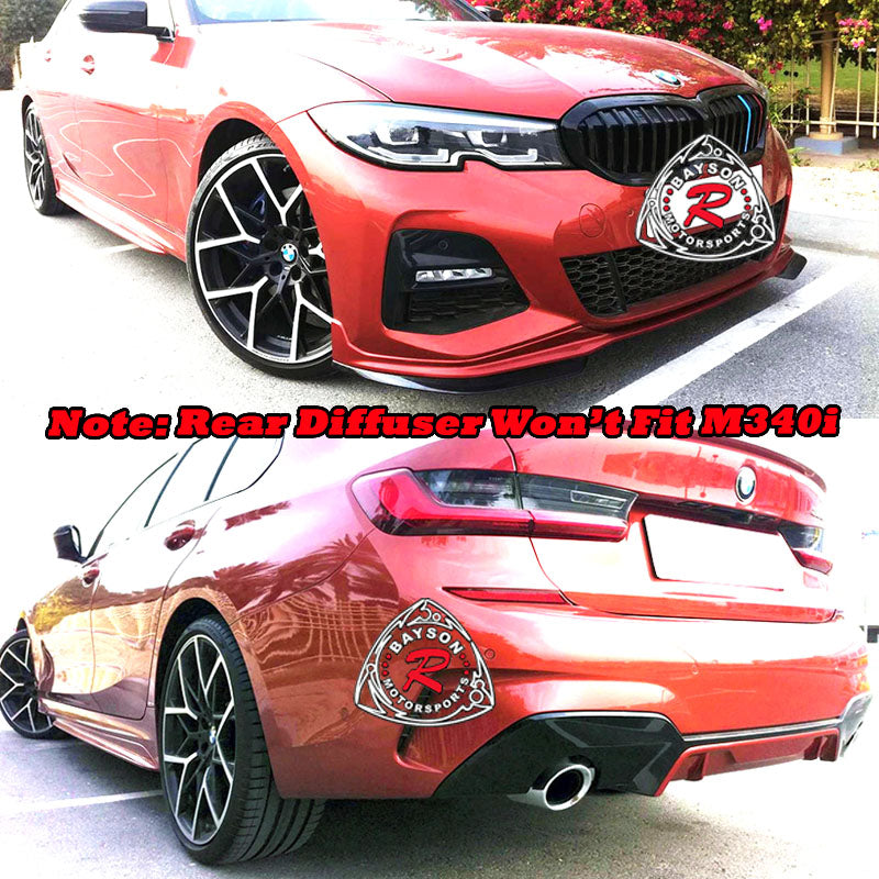 thumbnail image 2 of DTM Painted Black 3-Piece Front Bumper Lip Spoiler For BMW G20 G21 3-Series Sport Line (2019-2022) 2 of 3