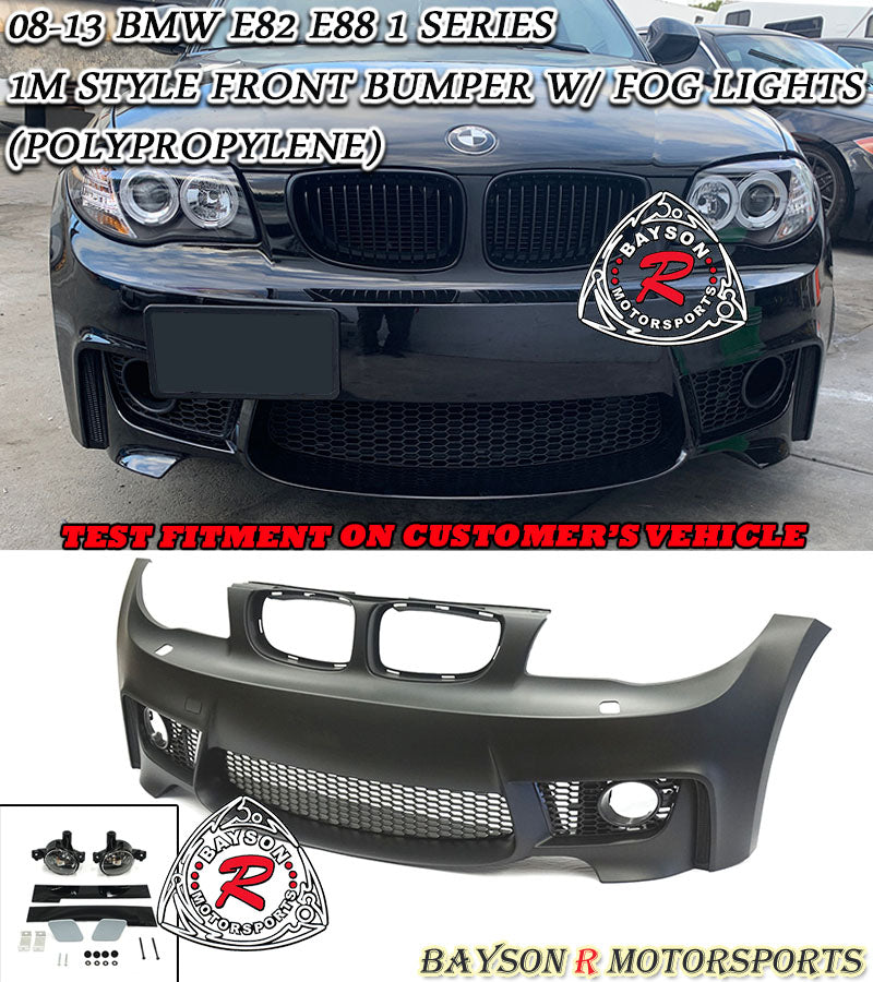 1M Style Front Bumper w/ Fog Lights For 2008-2013 BMW 1 Series E82 / E88
