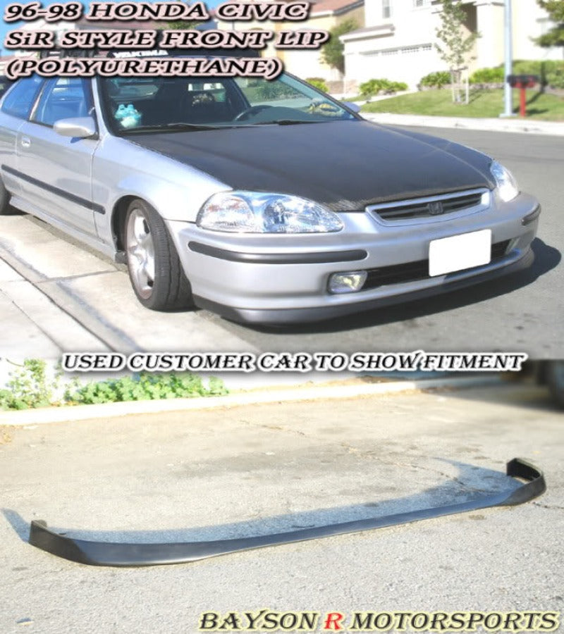 thumbnail interactive-video image 1 of 96-98 Honda Civic SIR Style Front Bumper Lip – PU Black – Add-On Spoiler – Fits 2/3/4 Door 1 of 2