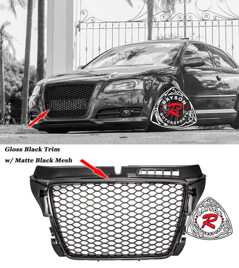 RS3 Style Front Grille (Black) For 2009-2013 Audi A3 S3 (8P