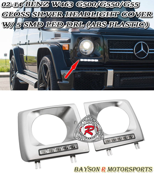 G63 Style Headlight Covers (Silver) For 2002-2018 Mercedes-Benz G-Class (W463) - Bayson R Motorsports