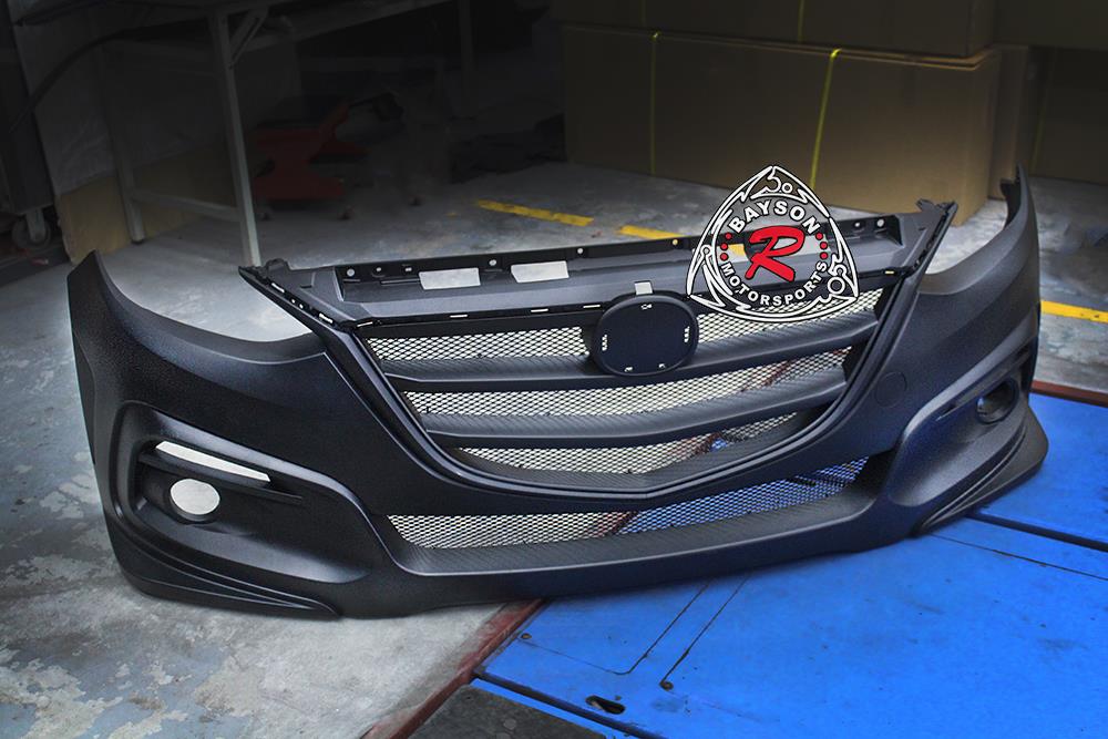 KS Style Front Bumper w/ Grille For 2014-2016 Mazda 3 - Bayson R Motorsports