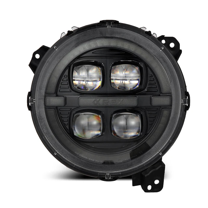 AlphaRex (NOVA-Series) 2018-2025 Jeep Wrangler JL/2019-2025 Gladiator JT LED Projector Headlights - Alpha-Black