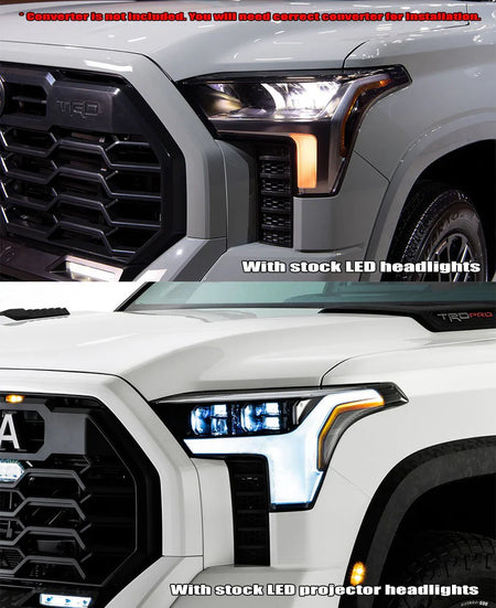 AlphaRex (NOVA-Series) 2022-2025 Toyota Tundra/Sequoia LED Projector Headlights - Alpha-Black/White DRL (Converter Required)
