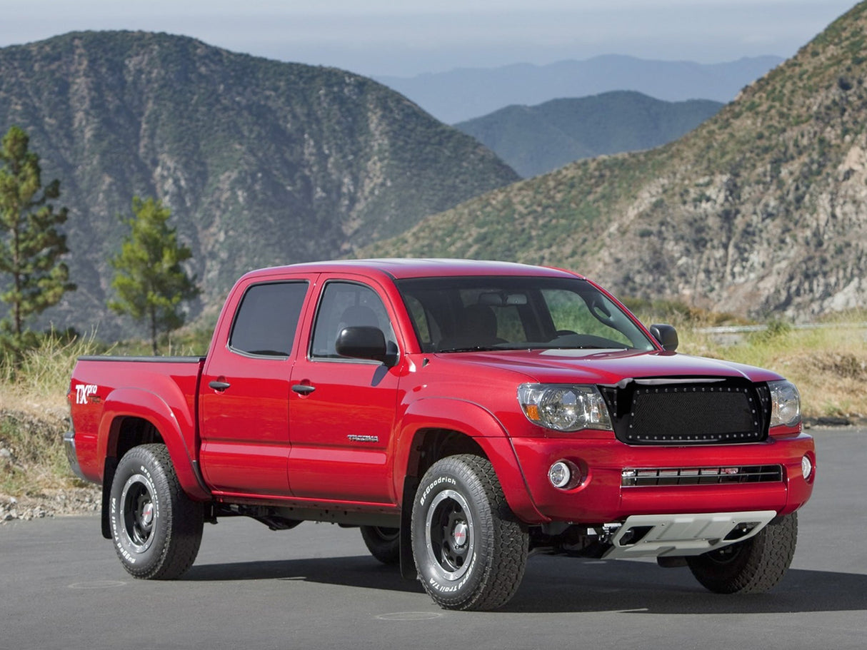 Armordillo 2005-2011 Toyota Tacoma Studded Mesh Grille - Gloss Black - Bayson R Motorsports