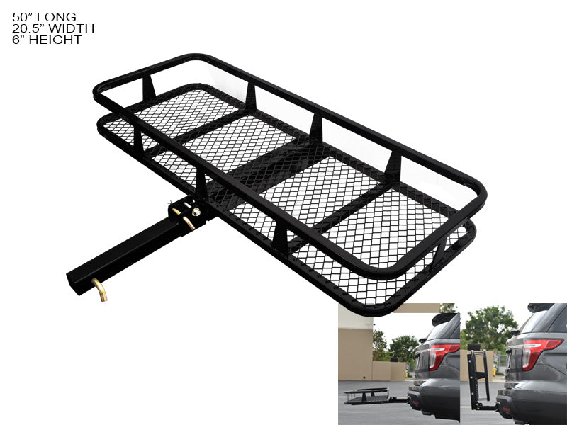 Armordillo 2" Hitch Cargo Carrier 20" X 48" Basket Style Fold Up Trailer Hitch - Black - Bayson R Motorsports