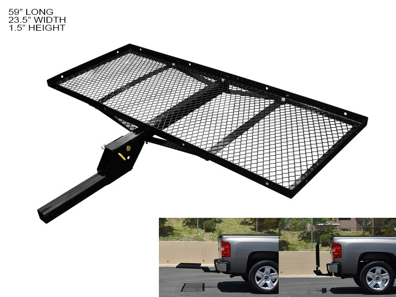 Armordillo 2" Hitch Cargo Carrier 23' X 59' Tray-Style Fold Up Trailer Hitch - Black - Bayson R Motorsports