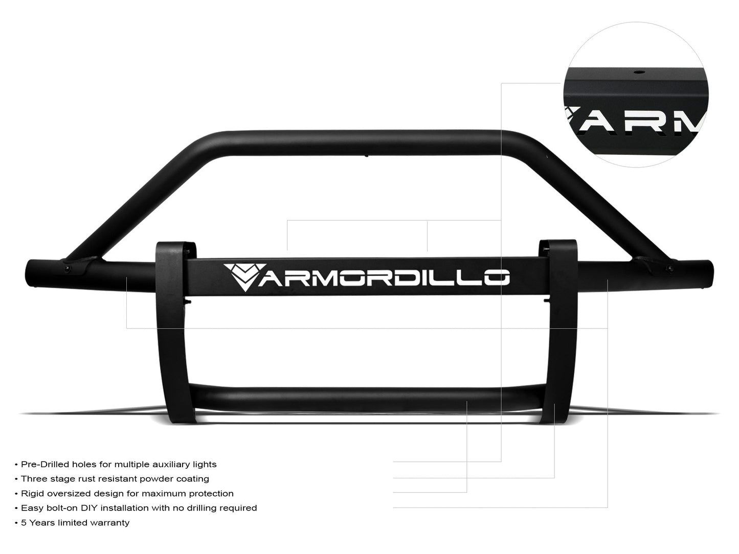 Armordillo 2015-2019 GMC Sierra 2500/3500 AR Pre-Runner Guard - Matte Black - Bayson R Motorsports