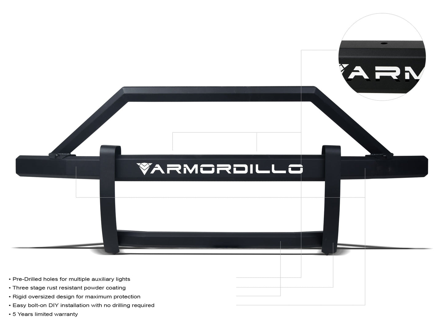 Armordillo 2014-2018 GMC Sierra 1500 AR2 Pre-Runner Guard - Matte Black - Bayson R Motorsports