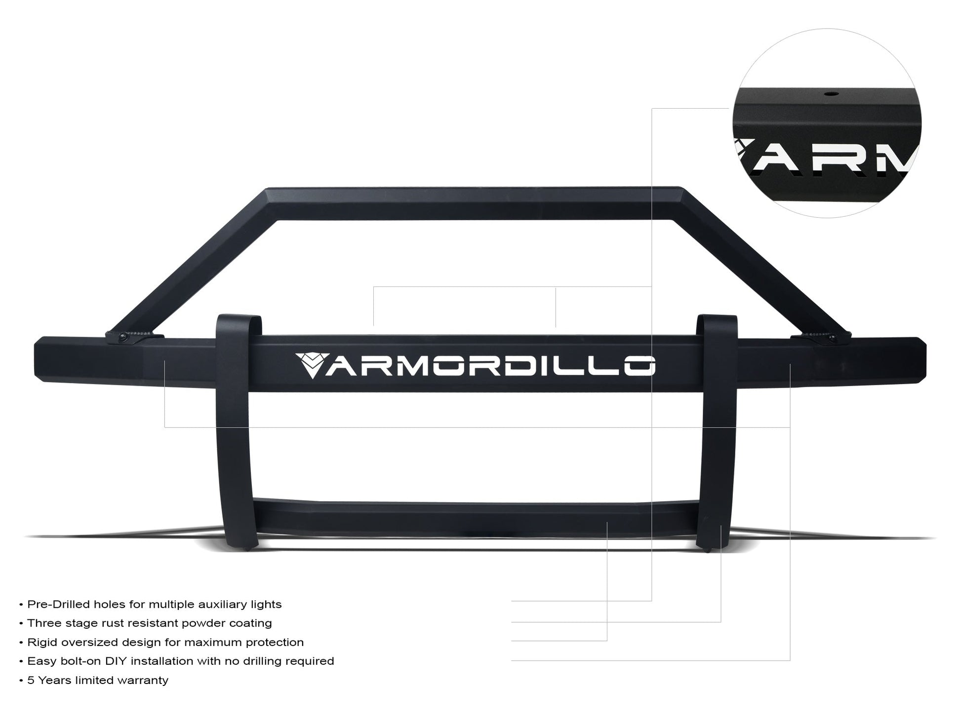 Armordillo 2017-2022 Ford F-250/F-350/F-450 Super Duty AR2 Pre-Runner Guard - Matte Black - Bayson R Motorsports