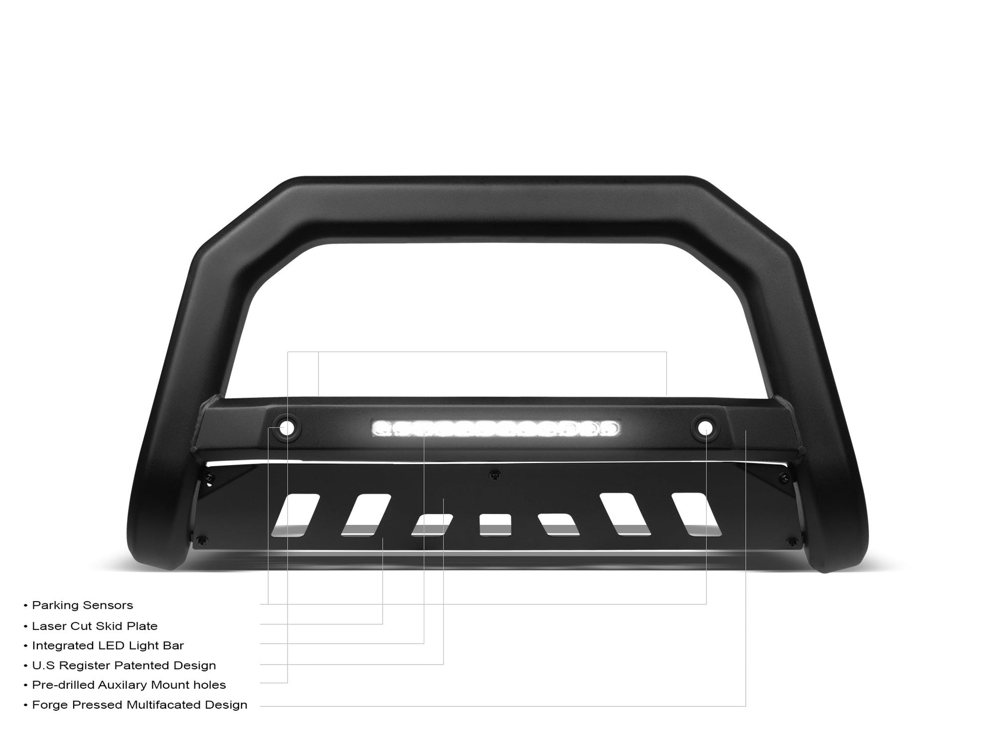Armordillo 2011-2019 Chevy Silverado 2500/3500 AR-T Bull Bar w/Parking Sensor - Matte Black - Bayson R Motorsports
