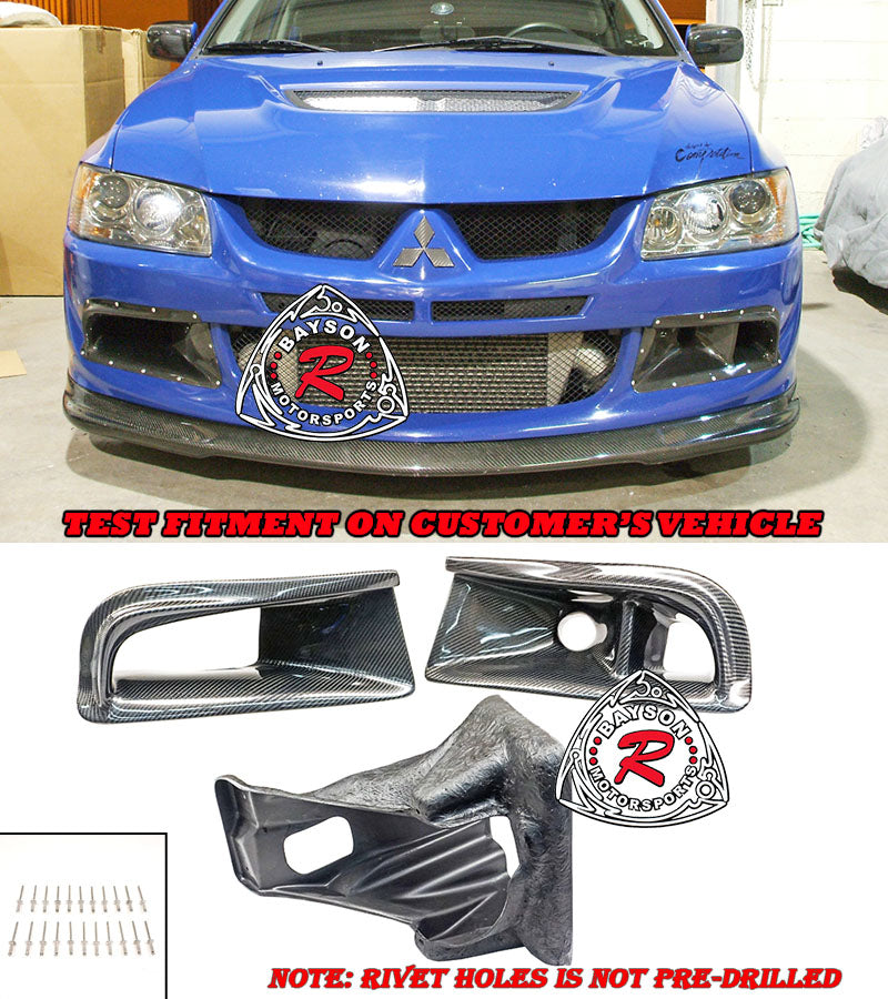 JDM Style (Carbon Fiber) Front Bumper Air Duct Vent for 2003-2005 Mits ...