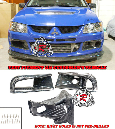 JDM Style Carbon Fiber Front Bumper Air Duct Vent for 2003-2005 Mitsubishi Evolution 8 - Bayson R Motorsports