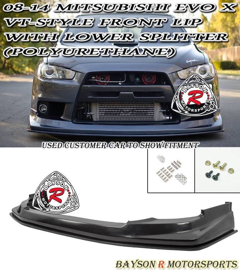 VT Style Front Lip For 2008-2015 Mitsubishi Evolution 10 - Bayson R Motorsports