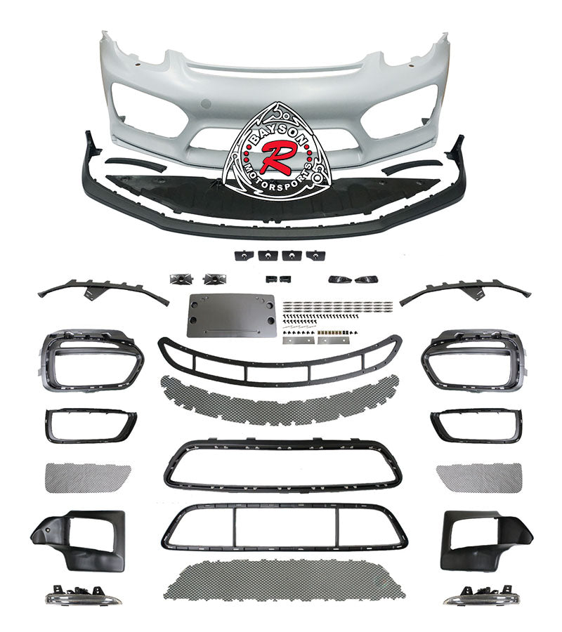 GT4 Style Front Bumper w/DRL (with Headlight Washer Holes) For 2013-2016 Porsche 981 Cayman Boxster - Bayson R Motorsports