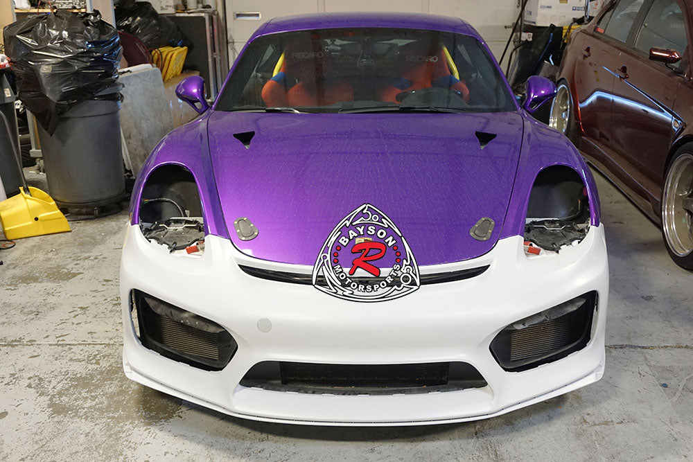 GT4 Style Front Bumper w/DRL (without Headlight Washer Holes) For 2013-2016 Porsche 981 Cayman Boxster - Bayson R Motorsports