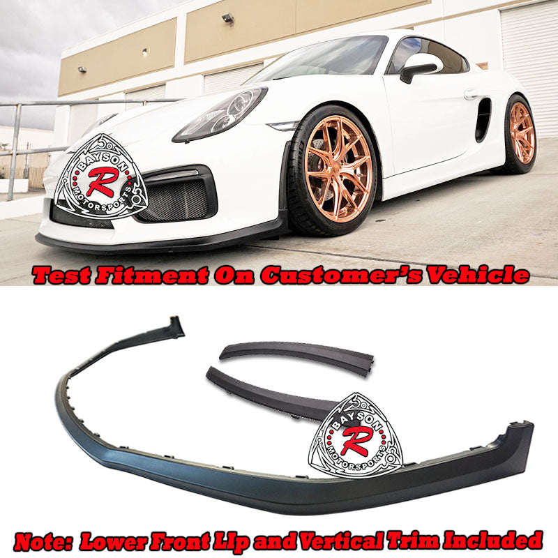 GT4 Style Front Lip with Vertical Trim For 2016 Porsche Cayman GT4 / Boxster Spyder (981) - Bayson R Motorsports