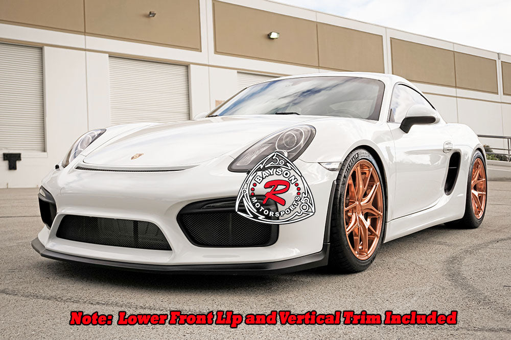 GT4 Style Front Lip with Vertical Trim For 2016 Porsche Cayman GT4 / Boxster Spyder (981) - Bayson R Motorsports