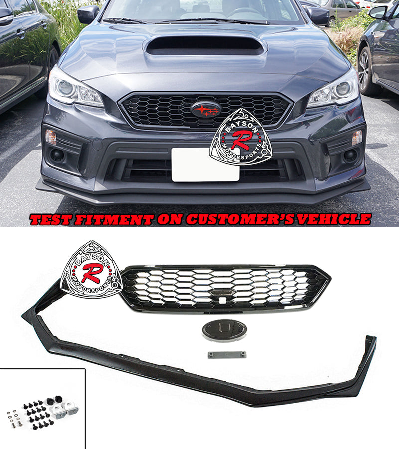 V Style Front Lip & JDM Style Front Grill For 2018-2021 Subaru WRX STi - Bayson R Motorsports