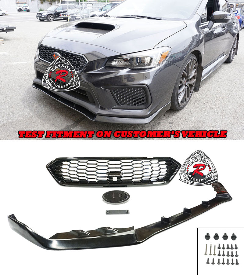 MPX Style Front Lip & JDM Style Front Grill For 2018-2021 Subaru WRX / STi - Bayson R Motorsports