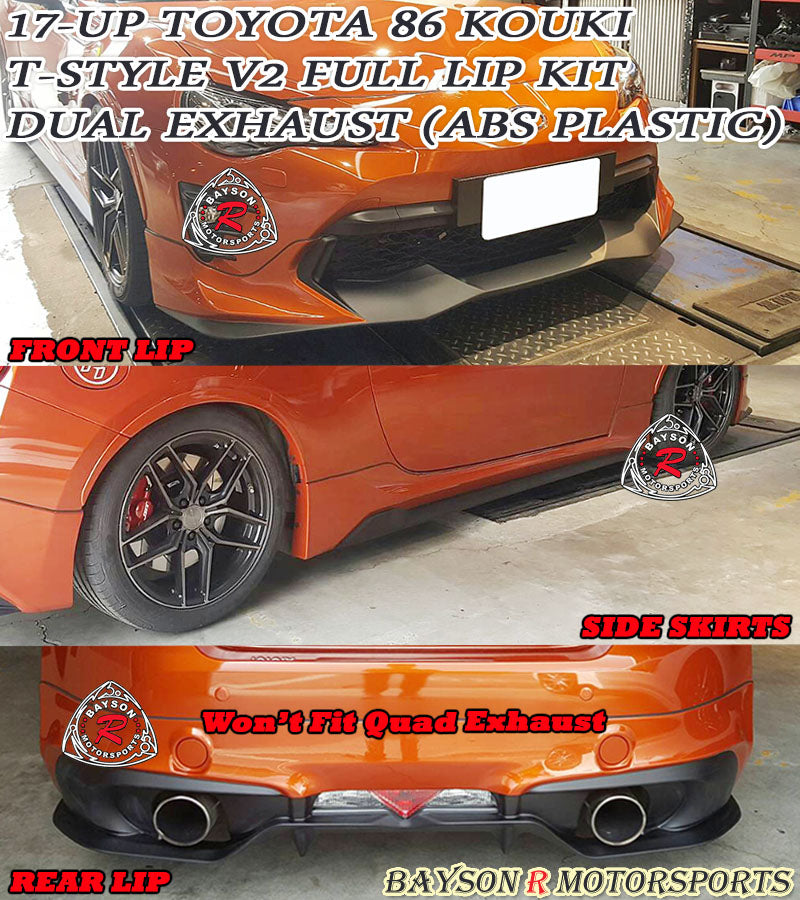 T Style V2 Full Lip Kit w/ Dual Exhaust For 2017-2021 Toyota 86 Kouki - Bayson R Motorsports