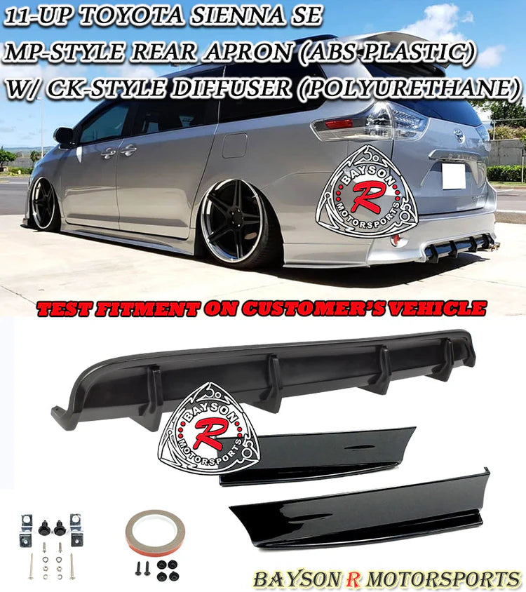 MP Style Rear Aprons with CK Style Rear Diffuser Bundle For 2011-2020 Toyota Sienna (SE Model)
