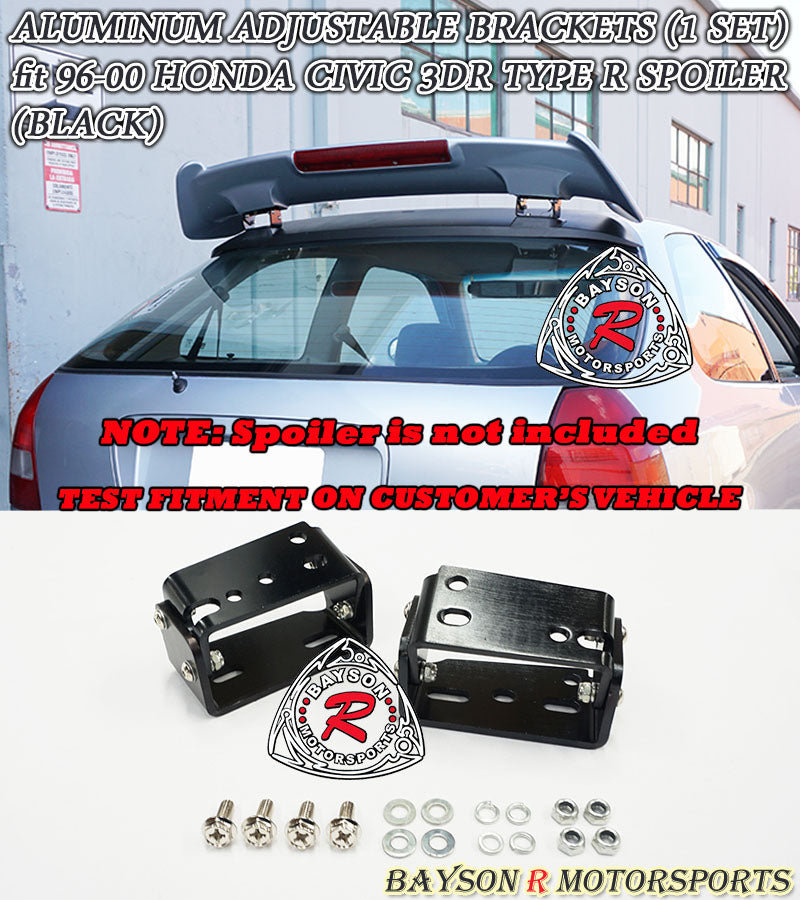 Aluminum Adjustable Brackets For 1996-2000 Honda Civic 3Dr Type-R Spoiler - Bayson R Motorsports