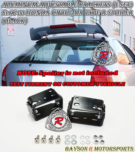 Aluminum Adjustable Brackets For 1996-2000 Honda Civic 3Dr Type-R Spoiler - Bayson R Motorsports