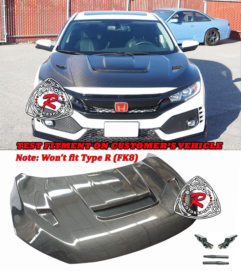 VR Style Hood (Carbon Fiber) For 2016-2021 Honda Civic (Won't fit Type R FK8) - Bayson R Motorsports