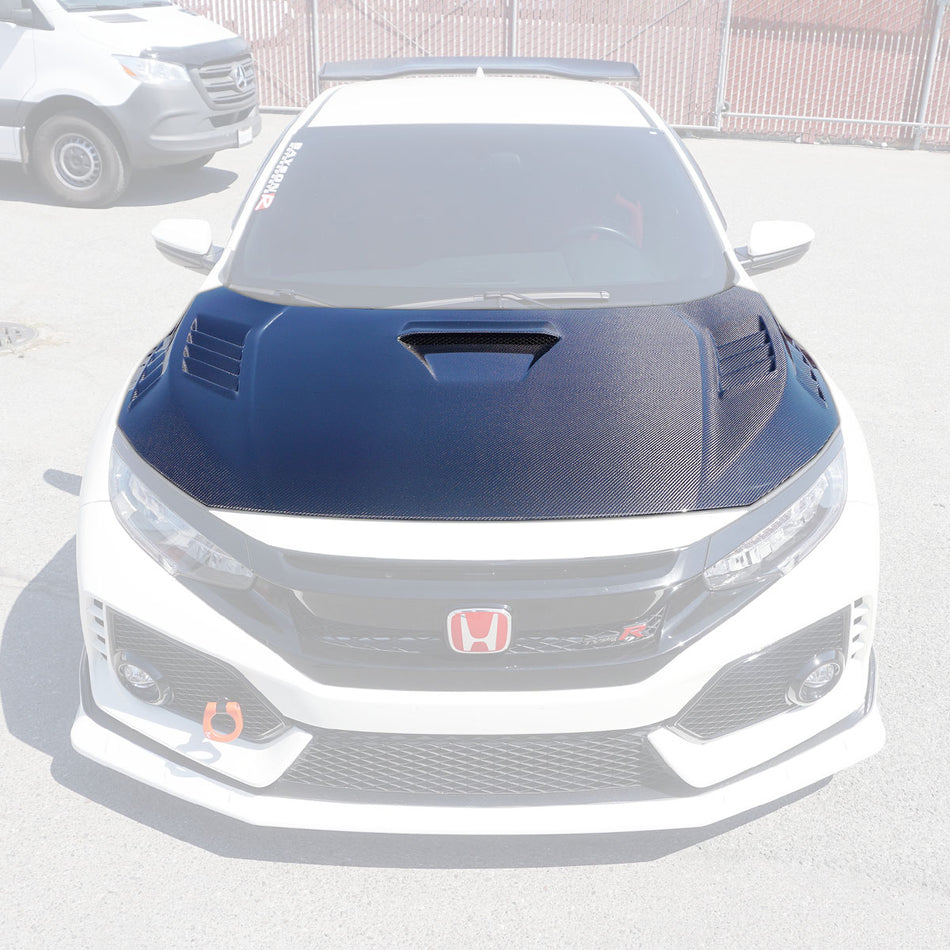 MU Style (Double Sided Carbon Fiber) Hood For 2017-2021 Honda Civic Type R (FK8)