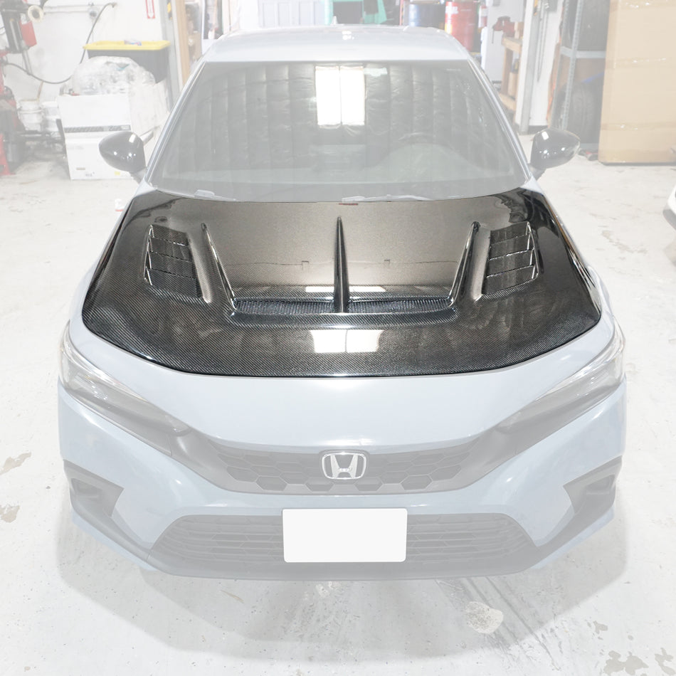 VR2 Style (Carbon Fiber) Hood For 2022-2025 Honda Civic 4Dr Sedan/5Dr Hatchback (Wont fit Type R FL5)