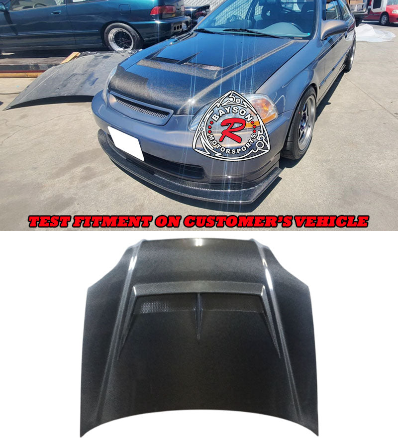 Honda Civic 2Dr/3Dr/4Dr Carbon Fiber Hoold (1996-1998) JS Style