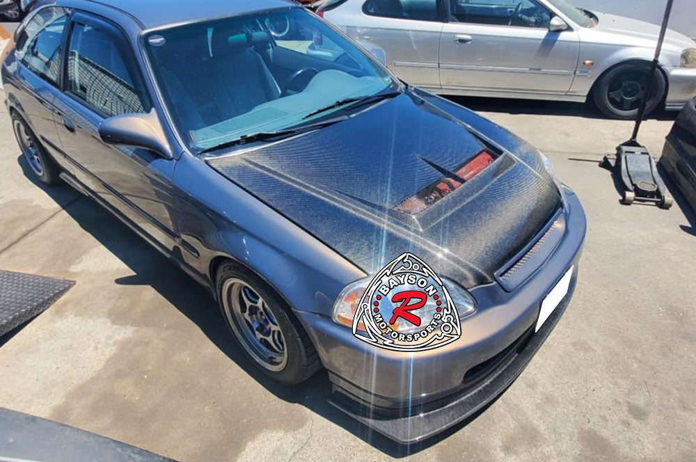 Honda Civic 2Dr/3Dr/4Dr Carbon Fiber Hoold (1996-1998) JS Style