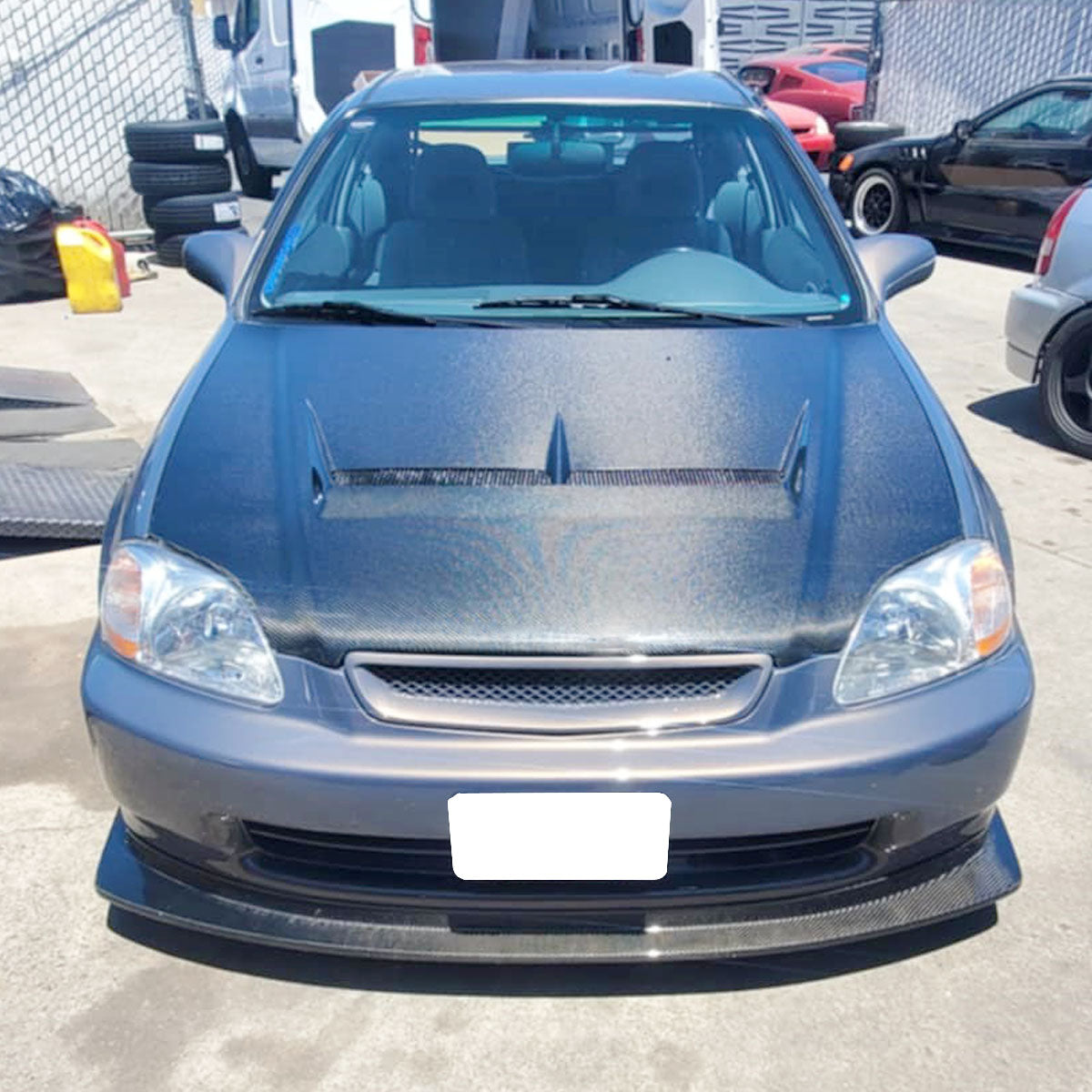 Honda Civic 2Dr/3Dr/4Dr Carbon Fiber Hoold (1996-1998) JS Style