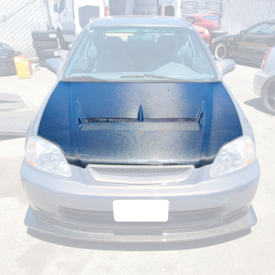 JS Style (Carbon Fiber) Hood For 1996-1998 Honda Civic 2Dr/3Dr/4Dr