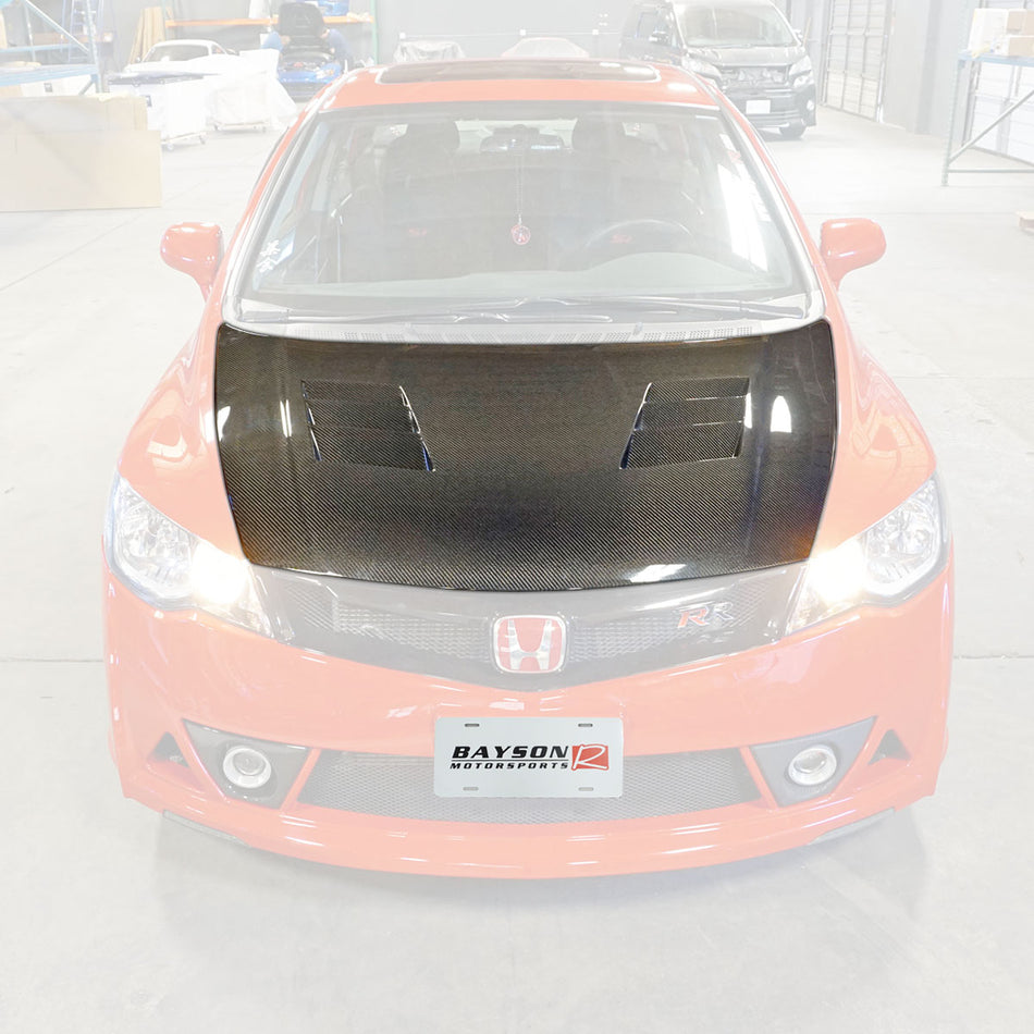 JS Style (Carbon Fiber) Hood For 2006-2011 Honda Civic (JDM Spec 4Dr Sedan)