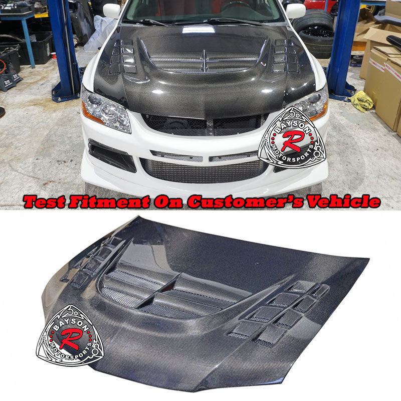 VT Style Hood (Carbon Fiber) For 2003-2007 Mitsubishi Evolution 8 9 - Bayson R Motorsports