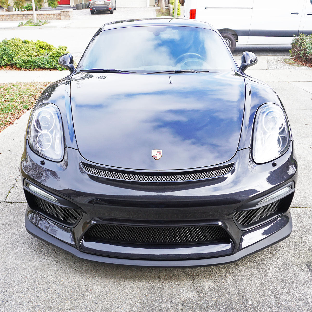 GT4 Style Front Bumper w/DRL (with Headlight Washer Holes) For 2013-2016 Porsche 981 Cayman Boxster - Bayson R Motorsports