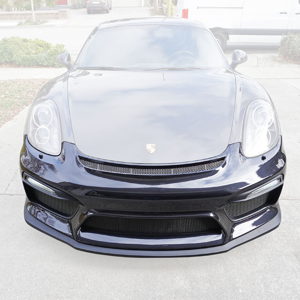 GT4 Style Front Bumper w/DRL (with Headlight Washer Holes) For 2013-2016 Porsche 981 Cayman Boxster - Bayson R Motorsports