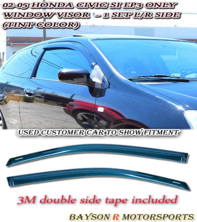 JDM Style Window Visors For 2002-2005 Honda Civic Si 3Dr - Bayson R Motorsports