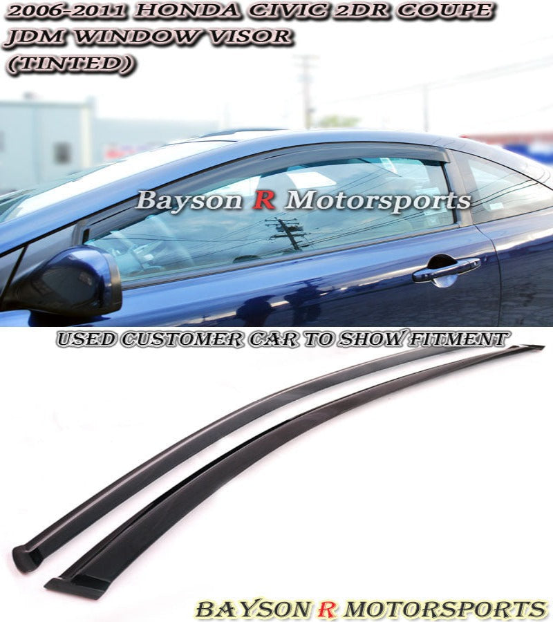 JDM Style Window Visors For 2006-2011 Honda Civic 2 Dr - Bayson R Motorsports