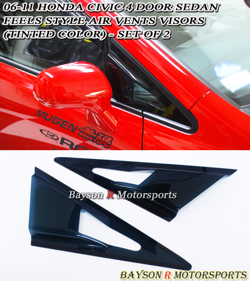 Feels Style Side Mirror Air Duct Vent Visors For 2006-2011 Honda Civic 4 Dr - Bayson R Motorsports