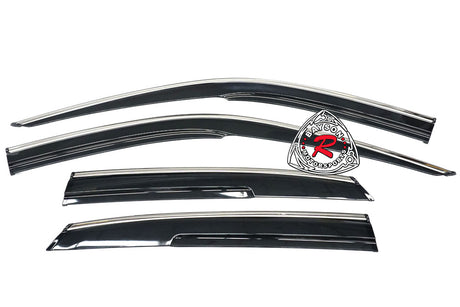 MU Style Window Visors w/ Stainless Steel Chrome Trims For 2022-2025 Honda Civic (4Dr/5Dr)