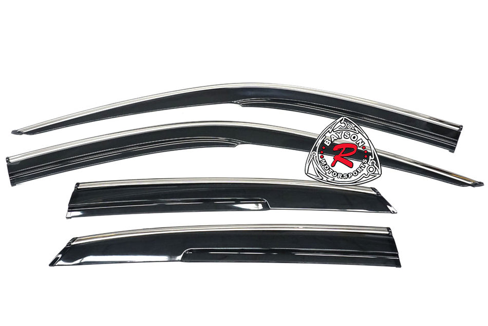 MU Style Window Visors w/ Stainless Steel Chrome Trims For 2022-2025 Honda Civic (4Dr Sedan/5Dr Hatchback)