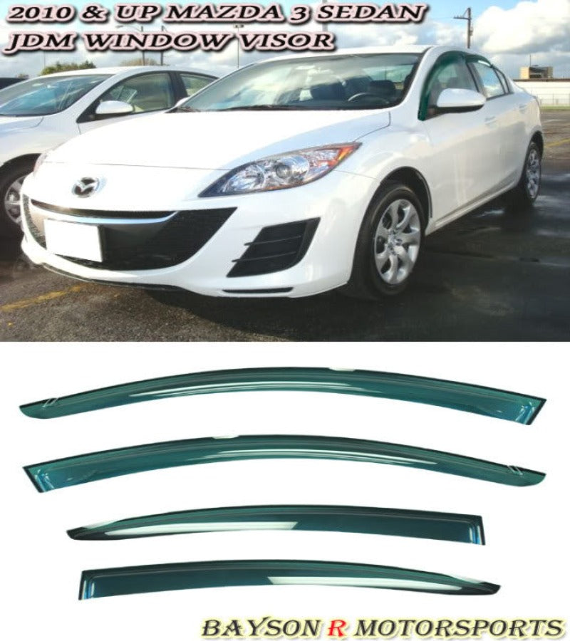 JDM Style Window Visors For 2010-2013 Mazda 3 4Dr - Bayson R Motorsports