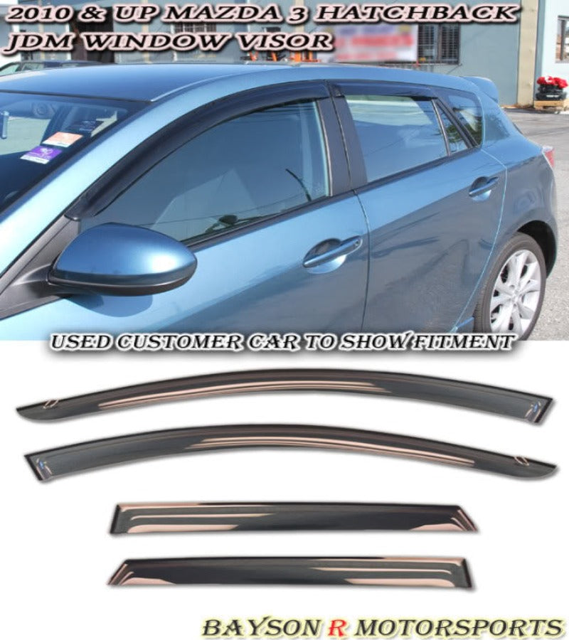 JDM Style Window Visors For 2010-2013 Mazda 3 / Mazdaspeed 3 5Dr - Bayson R Motorsports