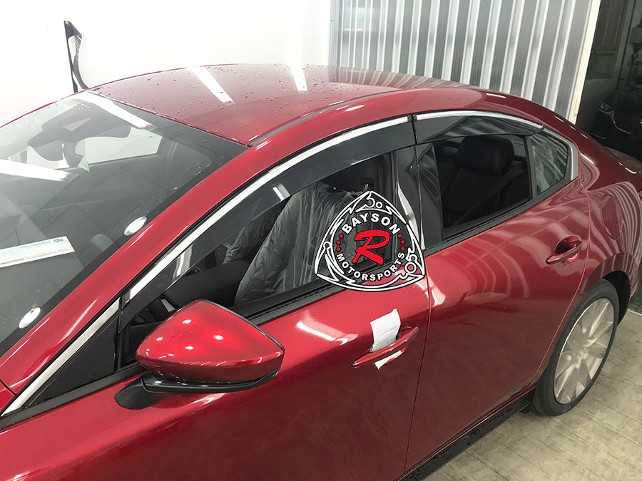 OE Style Window Visors w/ Chrome Trims For 2019-2022 Mazda 3 4Dr - Bayson R Motorsports
