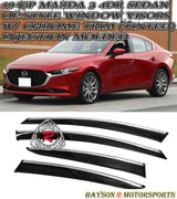 OE Style Window Visors w/ Chrome Trims For 2019-2022 Mazda 3 4Dr - Bayson R Motorsports