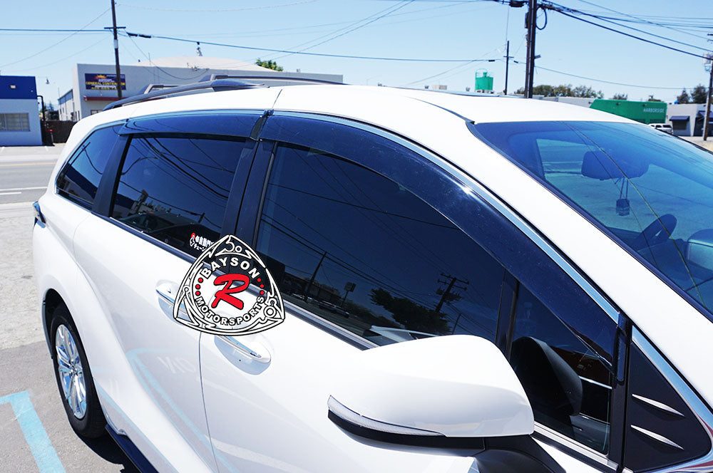 JDM Style Window Visors with Stainless Steel Trim For 2021-2022 Toyota Sienna - Bayson R Motorsports